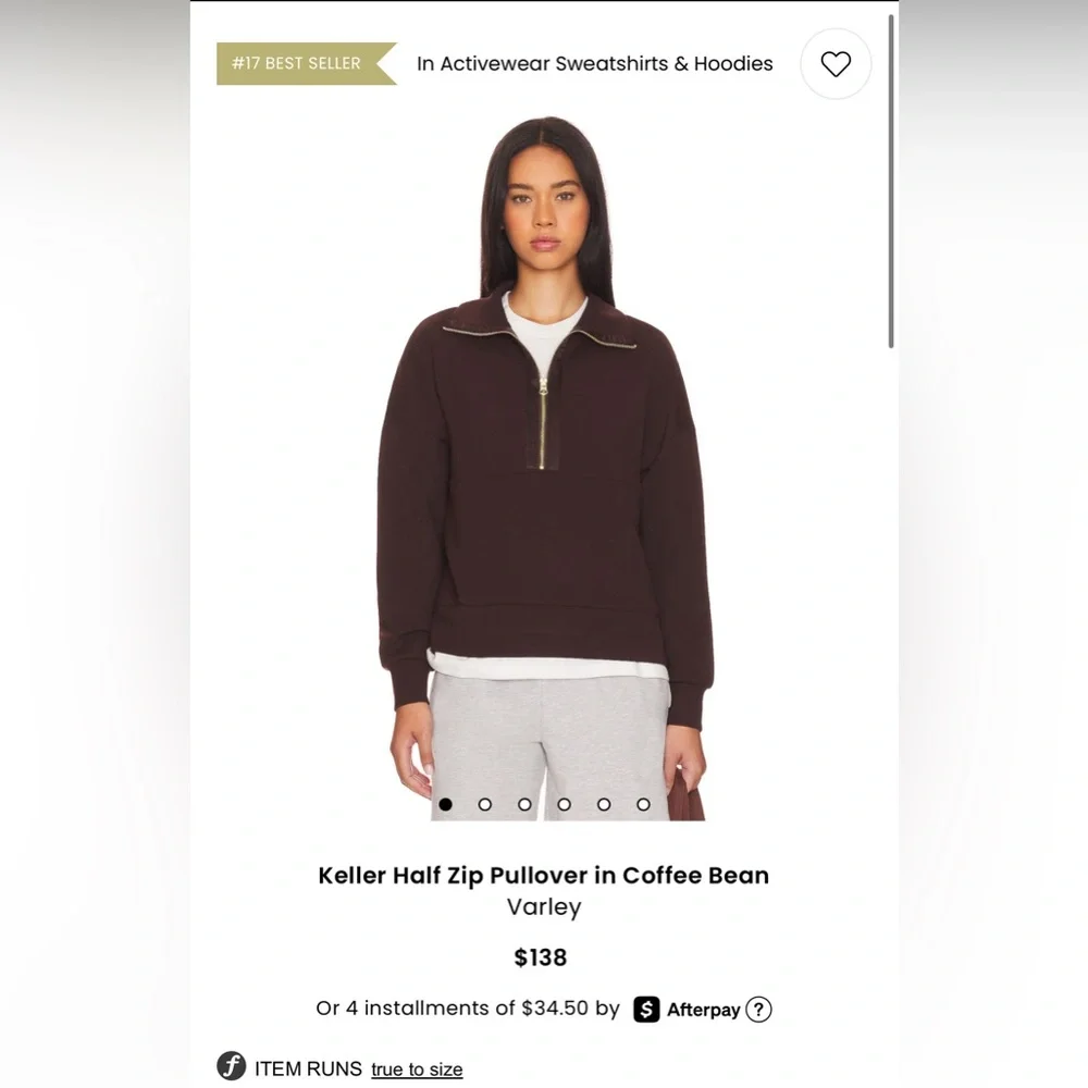 Varley Keller Half Zip Pullover in Coffee Bean NWOT - Picture 5 of 11